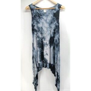 American Age Gray Tie Dye Shark Bite Tank Top‎ Women Size Medium Made in USA